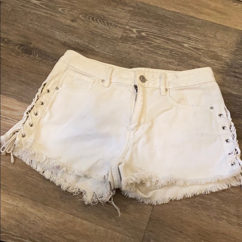 white jean shorts
